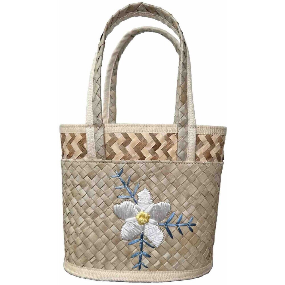 Janie and Jack Woven Straw Basket Purse Tote Bag Resort Spring Seagrass Floral